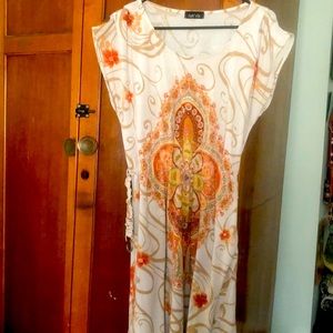 Vintage  style cotton blend dress with belt